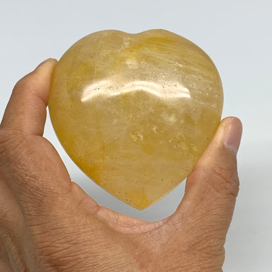 250.3g, 2.8"x2.8"x1.5" Yellow Healing Quartz Heart Crystal @Madagascar, B30573