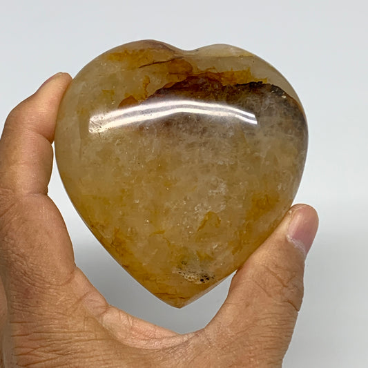 294.9g, 3"x2.9"x1.5" Yellow Healing Quartz Heart Crystal @Madagascar, B30574