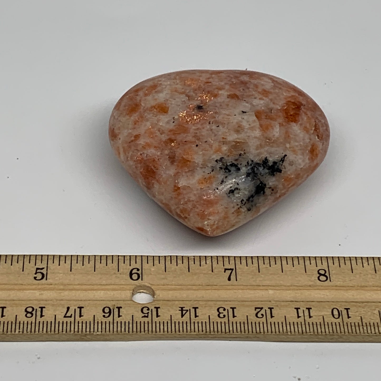 136.9g, 2.3"x2.5"x1.1", Sunstone Heart Polished Healing Crystal, B34799