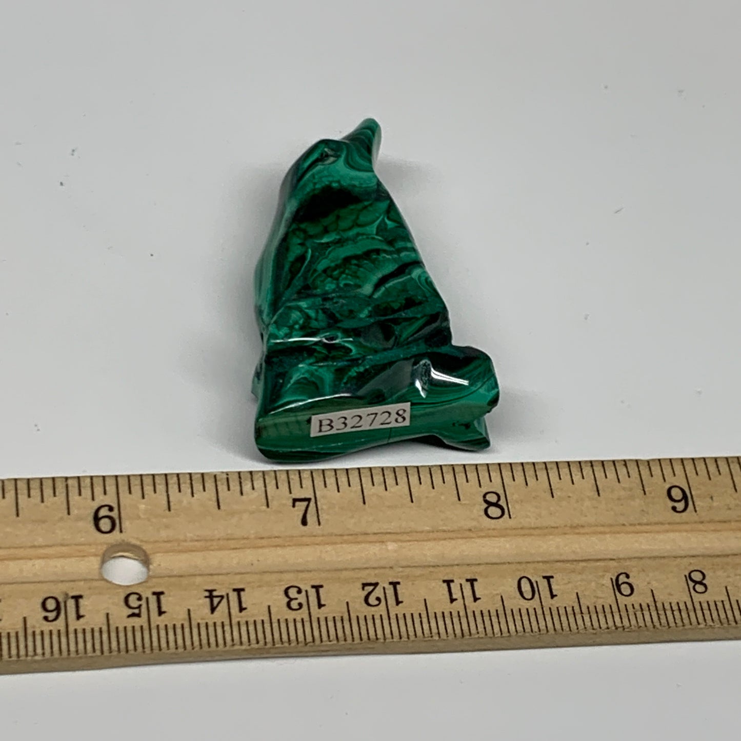 47.2g, 1.9"x1.2"x0.6" Natural Solid Malachite Penguin Figurine @Congo, B32728