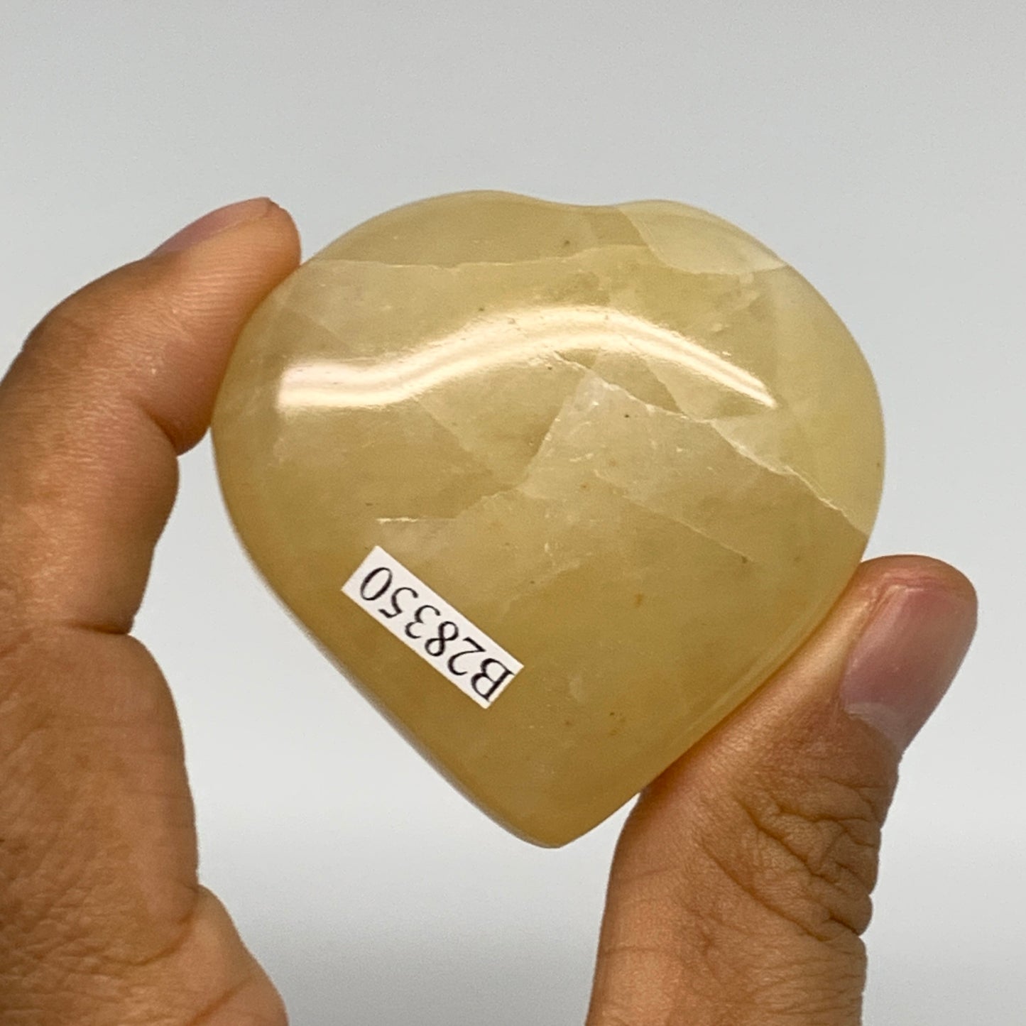 83.2g,2"x2.1"x0.8" Natural Yellow Aventurine Heart Crystal Stone @India, B28350