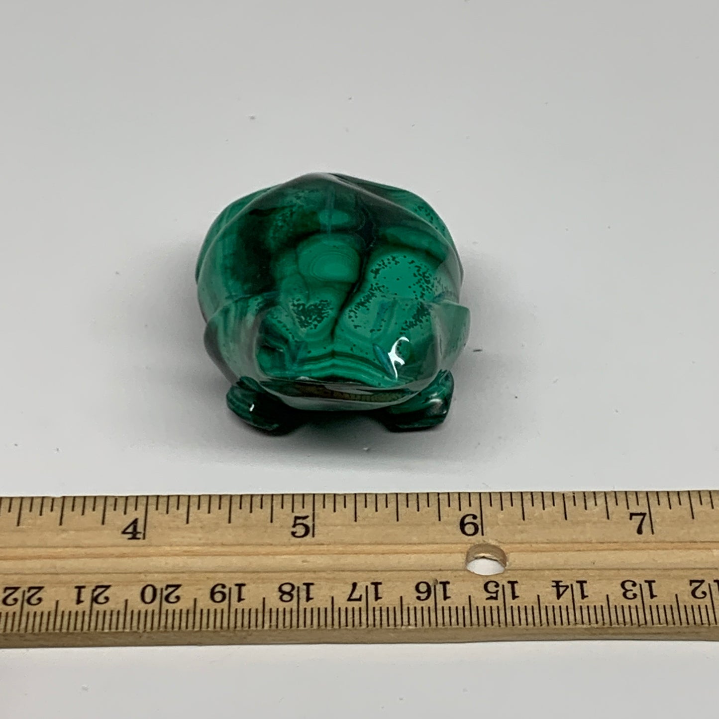 161.3g, 2.6"x1.7"x1.2" Natural Solid Malachite Frog Figurine @Congo, B32743
