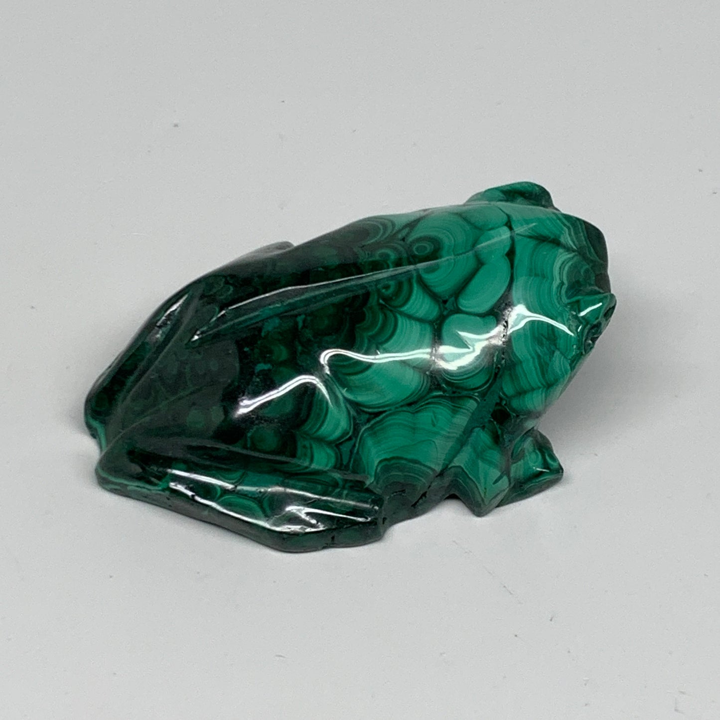 205g, 3.1"x2.1"x1.1" Natural Solid Malachite Frog Figurine @Congo, B32744
