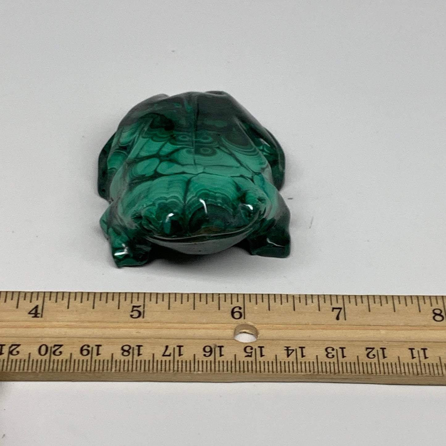 205g, 3.1"x2.1"x1.1" Natural Solid Malachite Frog Figurine @Congo, B32744