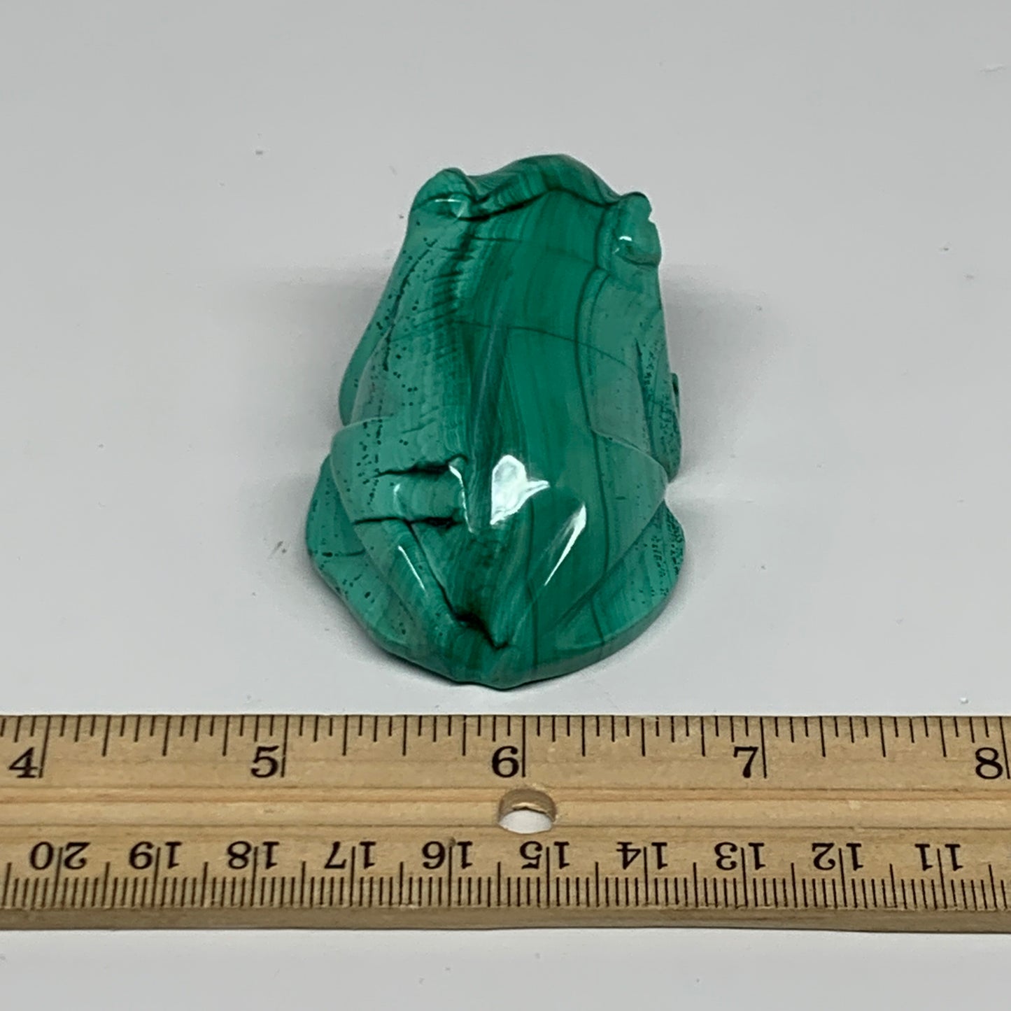 132.2g, 2.6"x1.7"x1.1" Natural Solid Malachite Frog Figurine @Congo, B32745