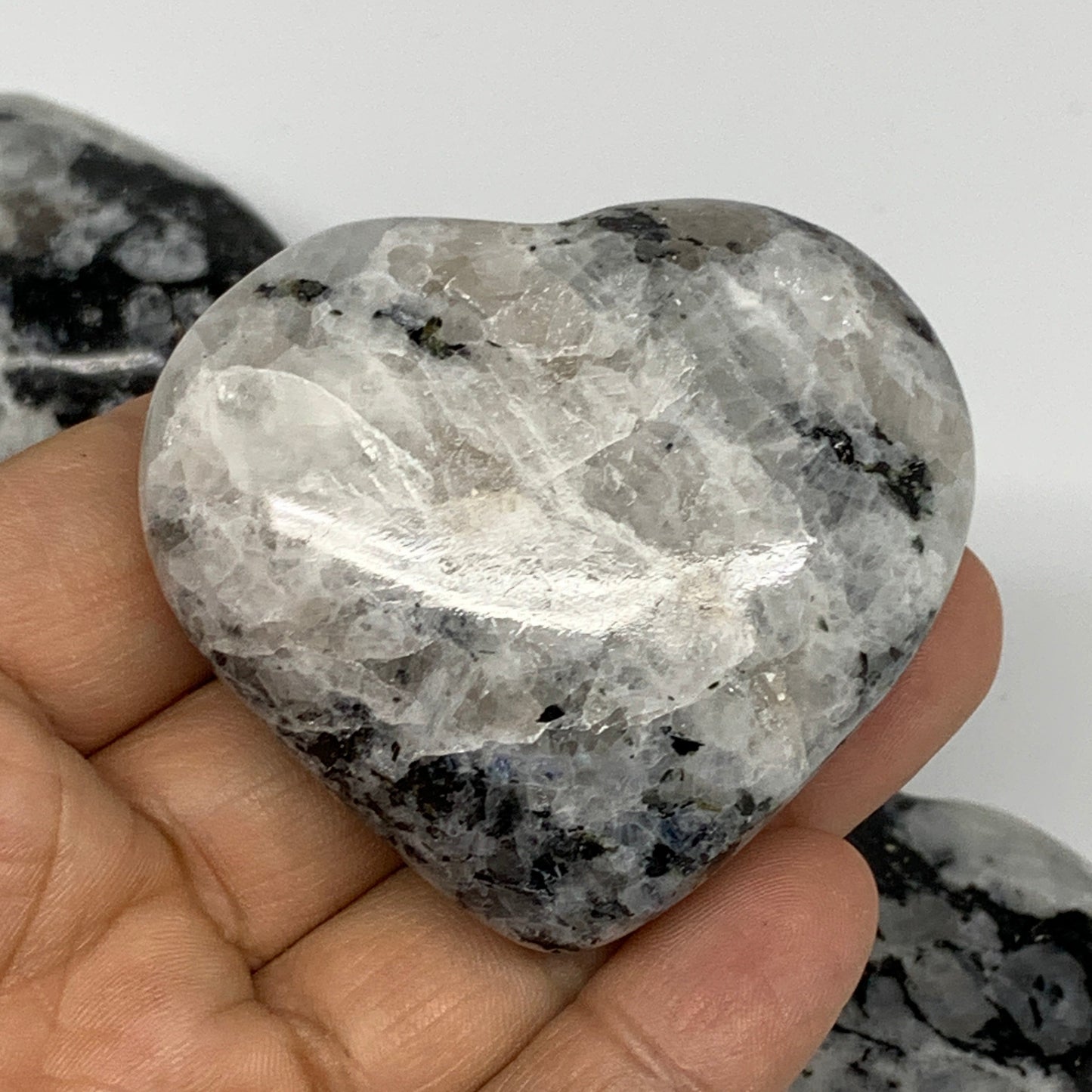 1000g (2.2 lbs) , 13 pcs, 1.6"- 2.1", Rainbow Moonstone Hearts @India, B26400