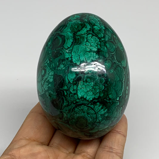 1.2 lbs, 3.2"x2.3", Natural Solid Malachite Egg Polished Gemstone @Congo, B32761
