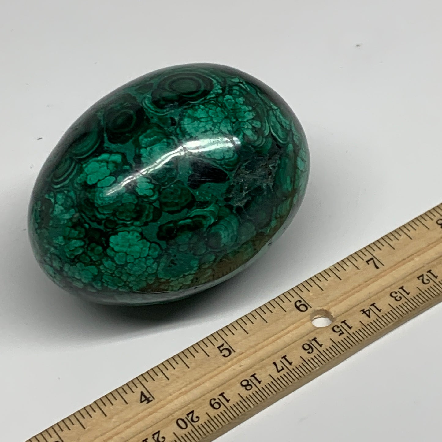 1.2 lbs, 3.2"x2.3", Natural Solid Malachite Egg Polished Gemstone @Congo, B32761