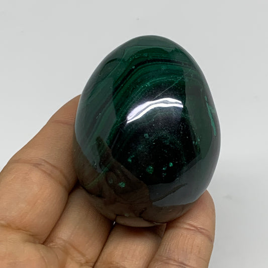 201g, 2.2"x1.7", Natural Solid Malachite Egg Polished Gemstone @Congo, B32768