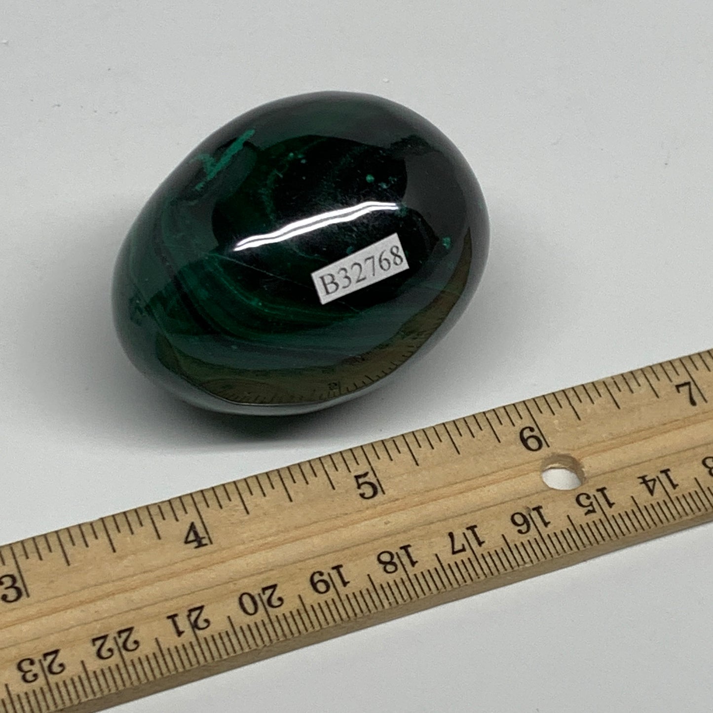 201g, 2.2"x1.7", Natural Solid Malachite Egg Polished Gemstone @Congo, B32768