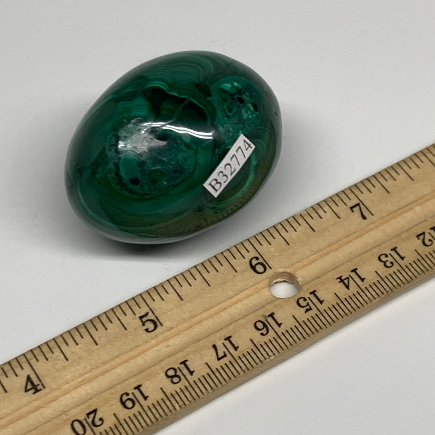 121.7g, 1.9"x1.4", Natural Solid Malachite Egg Polished Gemstone @Congo, B32774