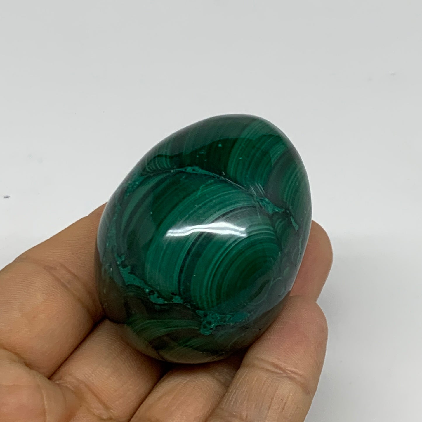142.3g, 2"x1.5", Natural Solid Malachite Egg Polished Gemstone @Congo, B32775