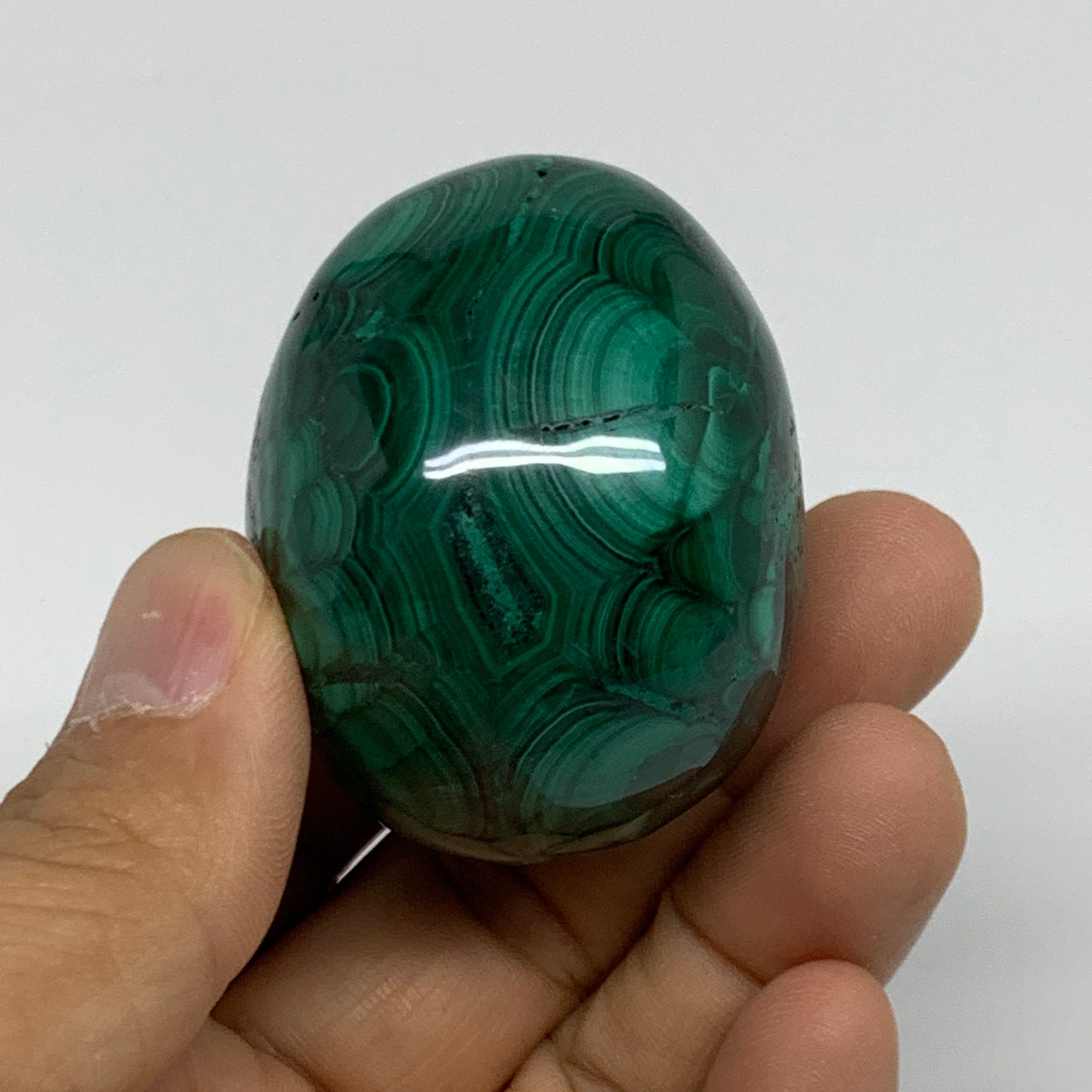 144.9g, 1.9"x1.6", Natural Solid Malachite Egg Polished Gemstone @Congo, B32778