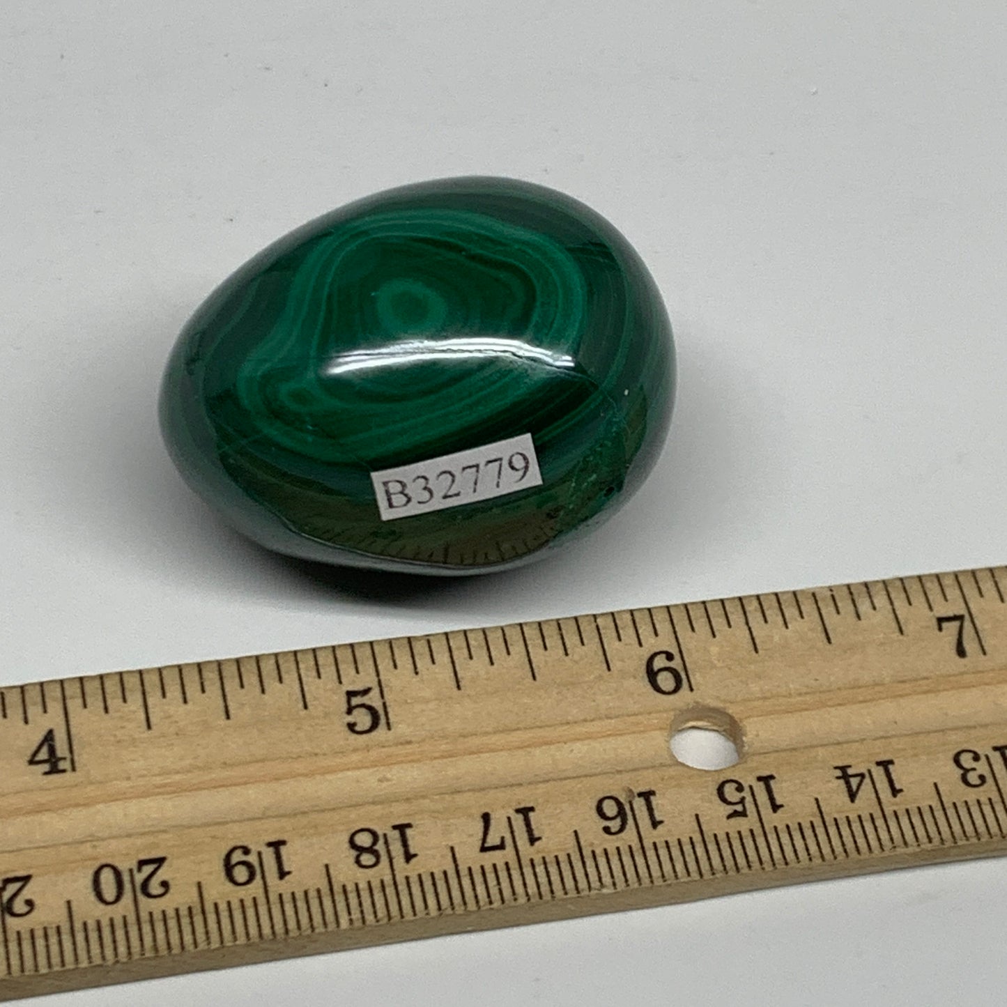 96.3g, 1.7"x1.3", Natural Solid Malachite Egg Polished Gemstone @Congo, B32779