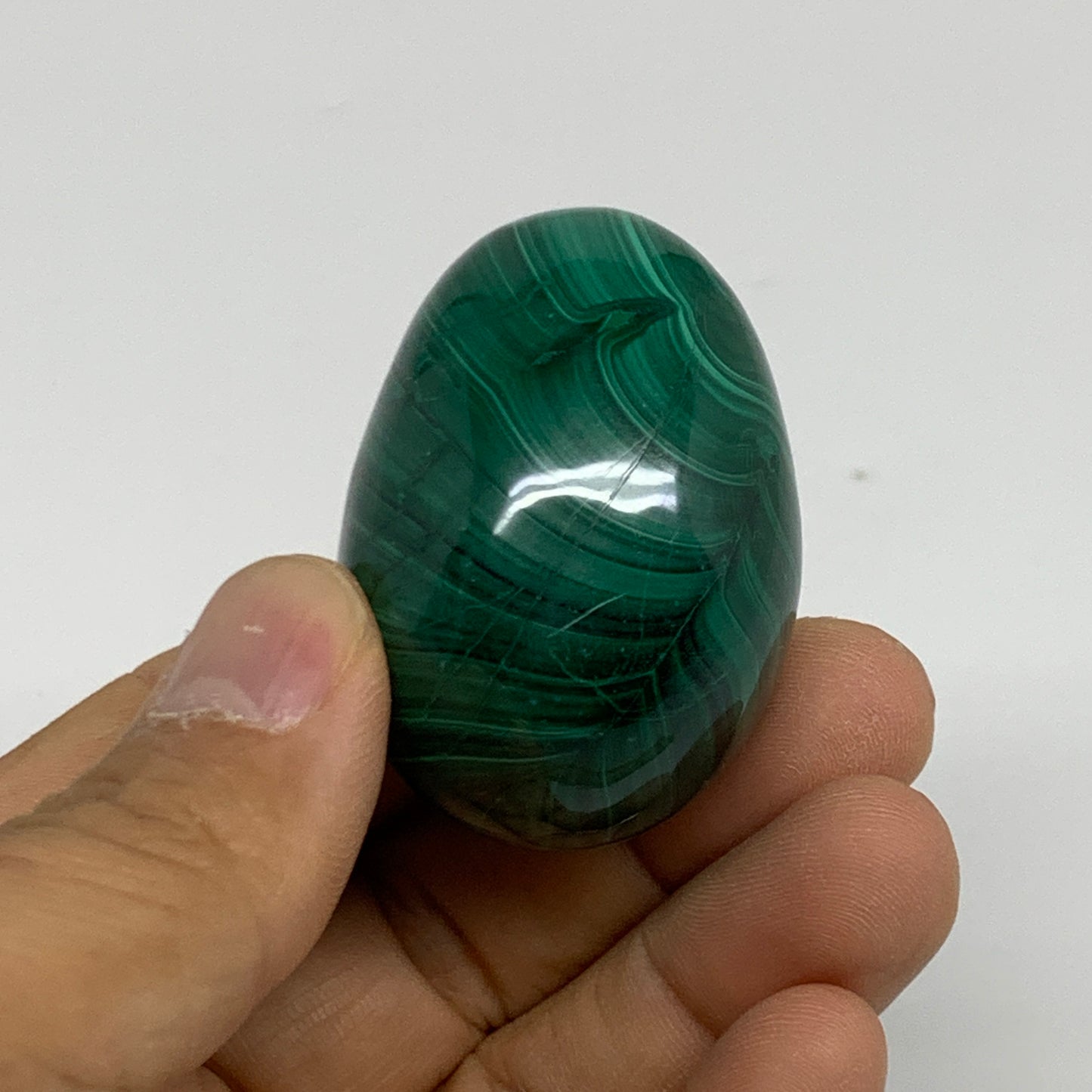 98.44g, 1.8"x1.3", Natural Solid Malachite Egg Polished Gemstone @Congo, B32780