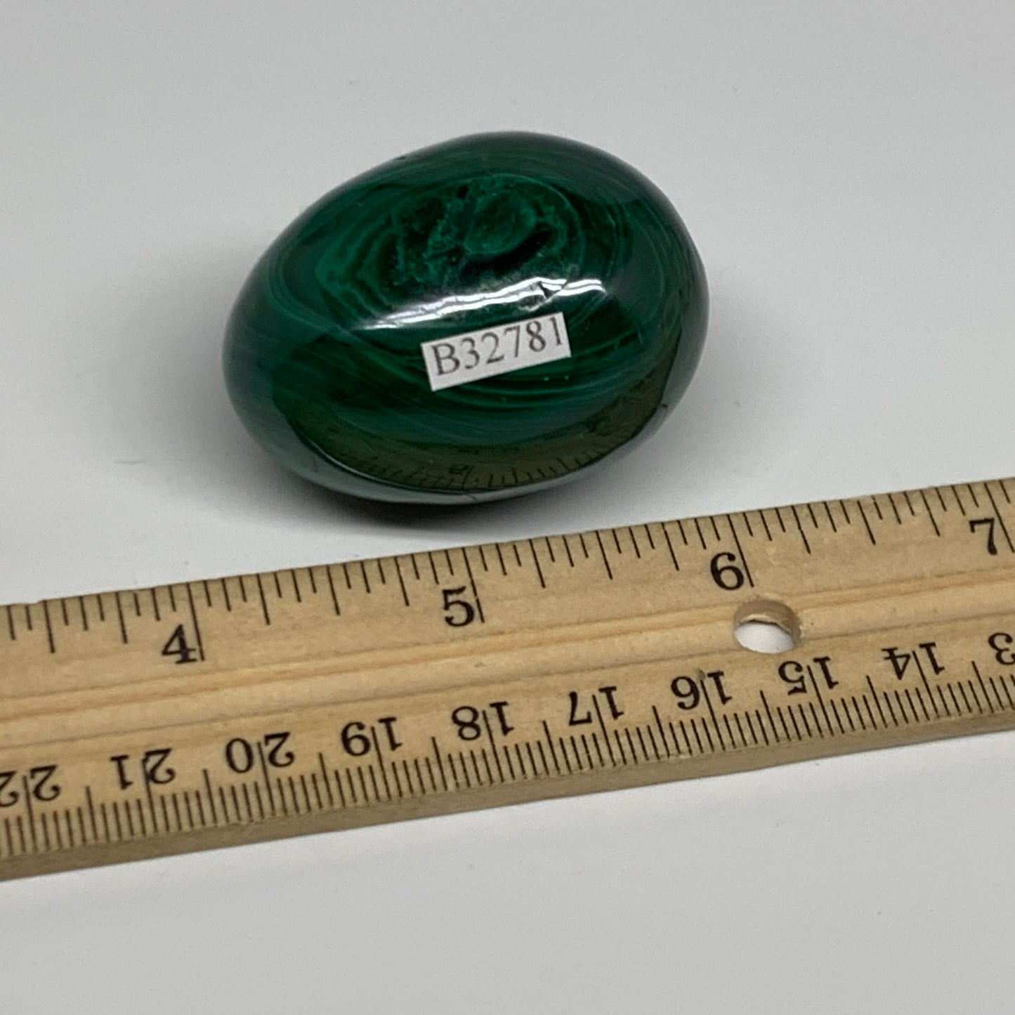 102g, 1.8"x1.3", Natural Solid Malachite Egg Polished Gemstone @Congo, B32781