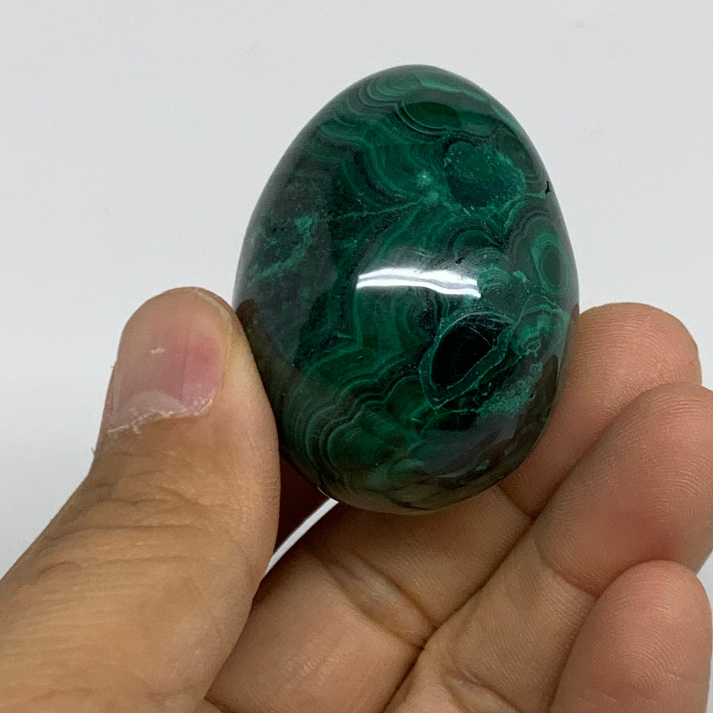 102.1g, 1.8"x1.3", Natural Solid Malachite Egg Polished Gemstone @Congo, B32782