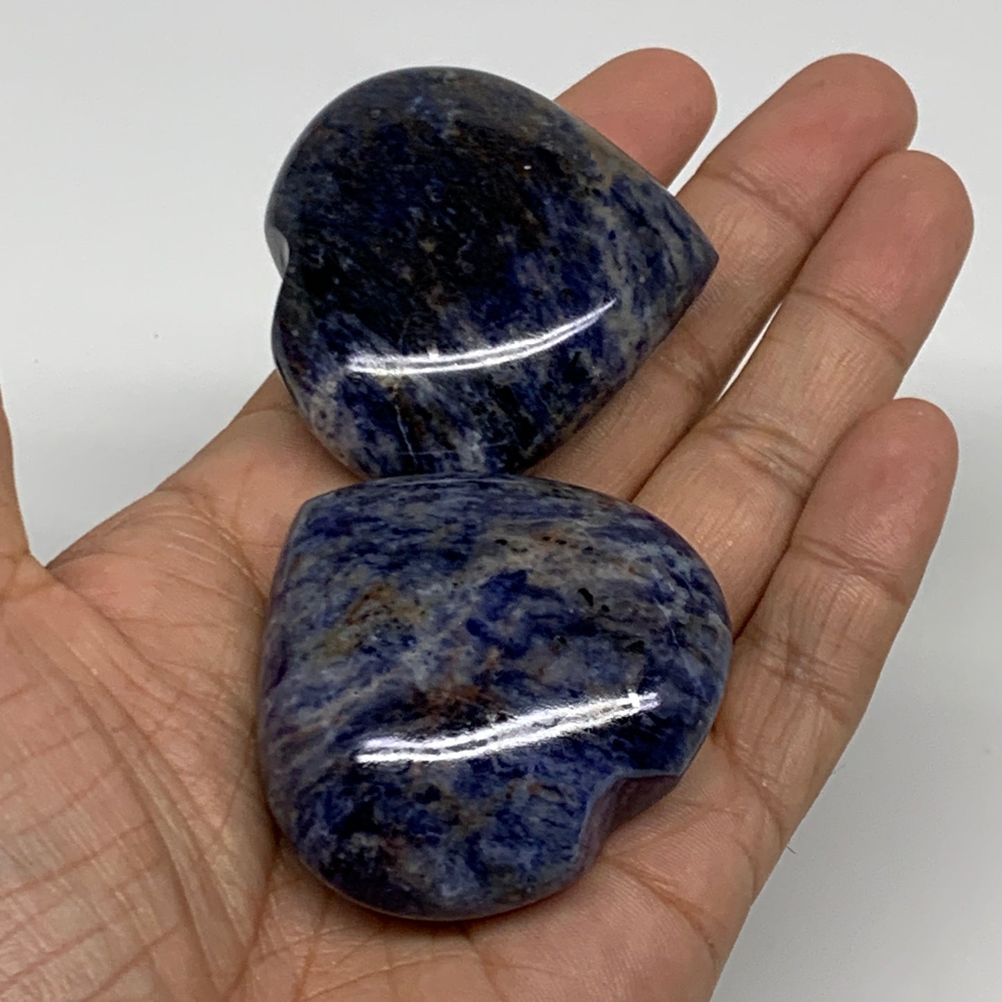 1130g (2.49 lbs) ,17 pcs, 1.7"- 2", Sodalite Hearts Polished Gemstone, B34880