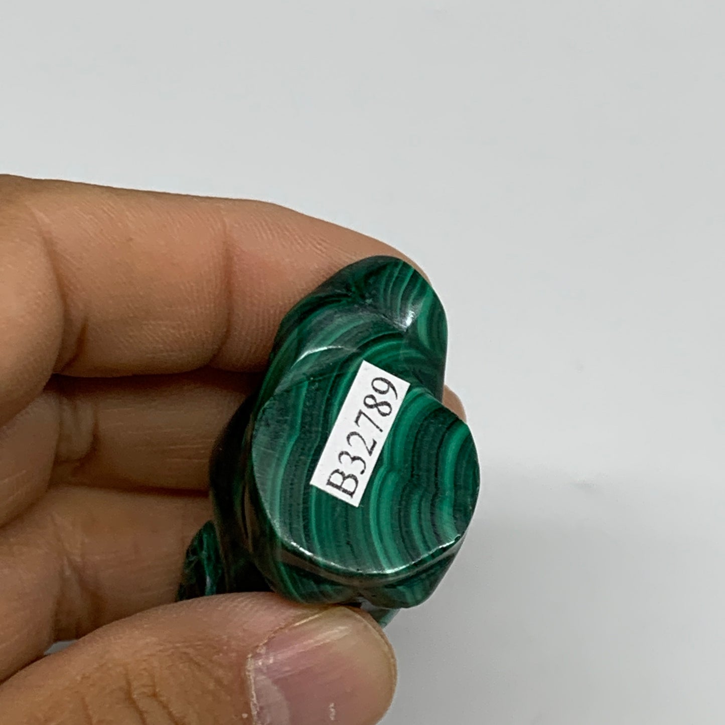 50.8g, 1.9"x1.3"x0.8" Natural Solid Malachite Penguin Figurine @Congo, B32789