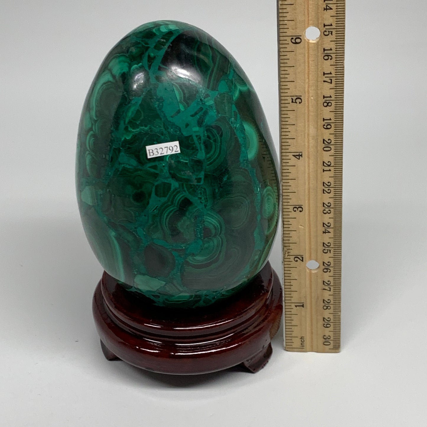 3.9 lbs, 5.1"x3.6", Natural Solid Malachite Egg Polished Gemstone @Congo, B32792