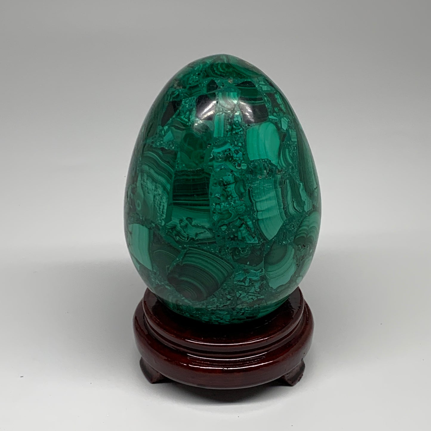 3.86 lbs, 5.2"x3.6", Natural Solid Malachite Egg Polished Gemstone @Congo, B3279