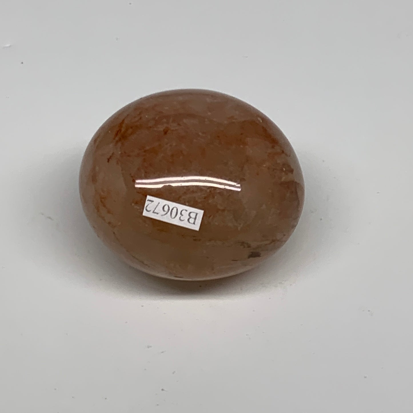 144g,2.1"x1.9"x1.5", Red Hematoid Fire Quartz Palm-Stone Crystal Polished, B3067