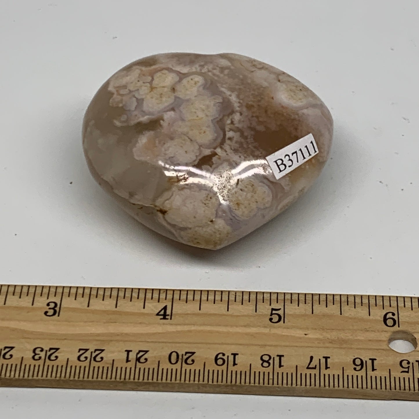 0.29 lbs, 2.2"x2.4"x1.2", Cherry Blossom Flower Agate Heart Crystal, B37111