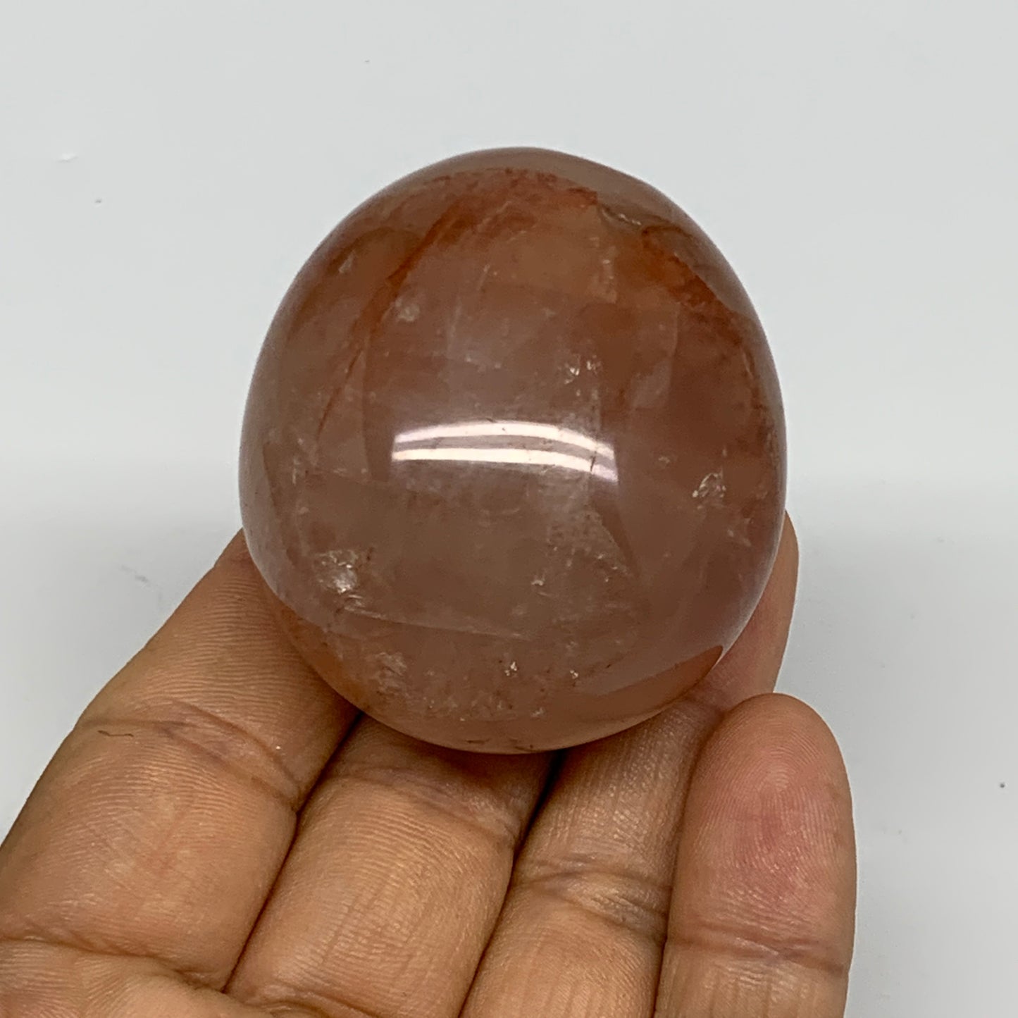 109.5g,2"x1.7"x1.3", Red Hematoid Fire Quartz Palm-Stone Crystal Polished, B3067