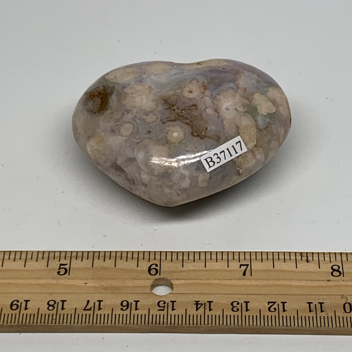 0.29 lbs, 2.1"x2.6"x1.1", Cherry Blossom Flower Agate Heart Crystal, B37117