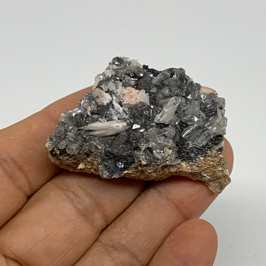 52.4g, 1.8"x1.1"x0.8", Cerussite on Galena Barite Quartz Mineral Specimen, B33488