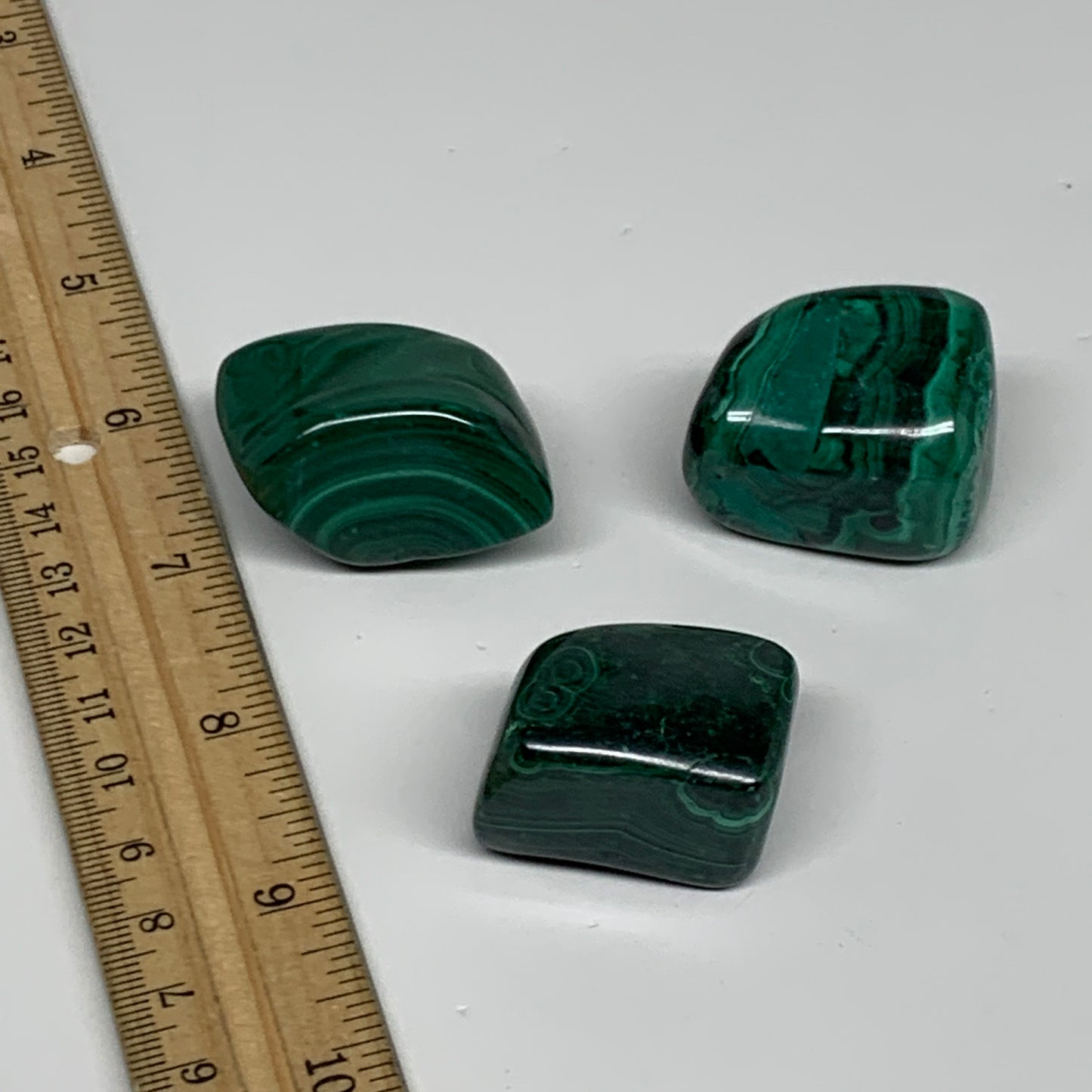 168.3g, 1.3"-1.6", 3pcs, Natural Small Malachite Tumbled Polished, B32824