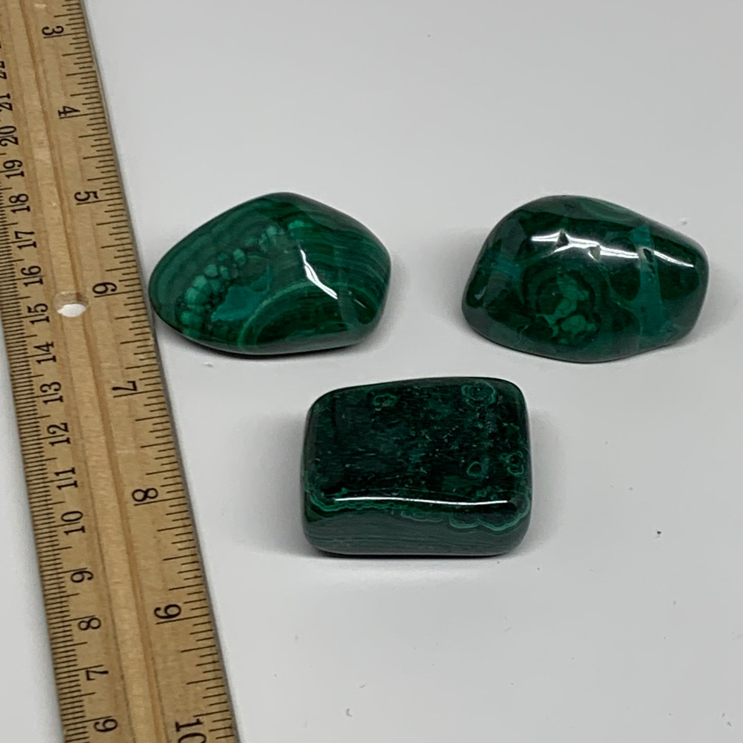 184.2g, 1.5"-1.8", 3pcs, Natural Small Malachite Tumbled Polished, B32826
