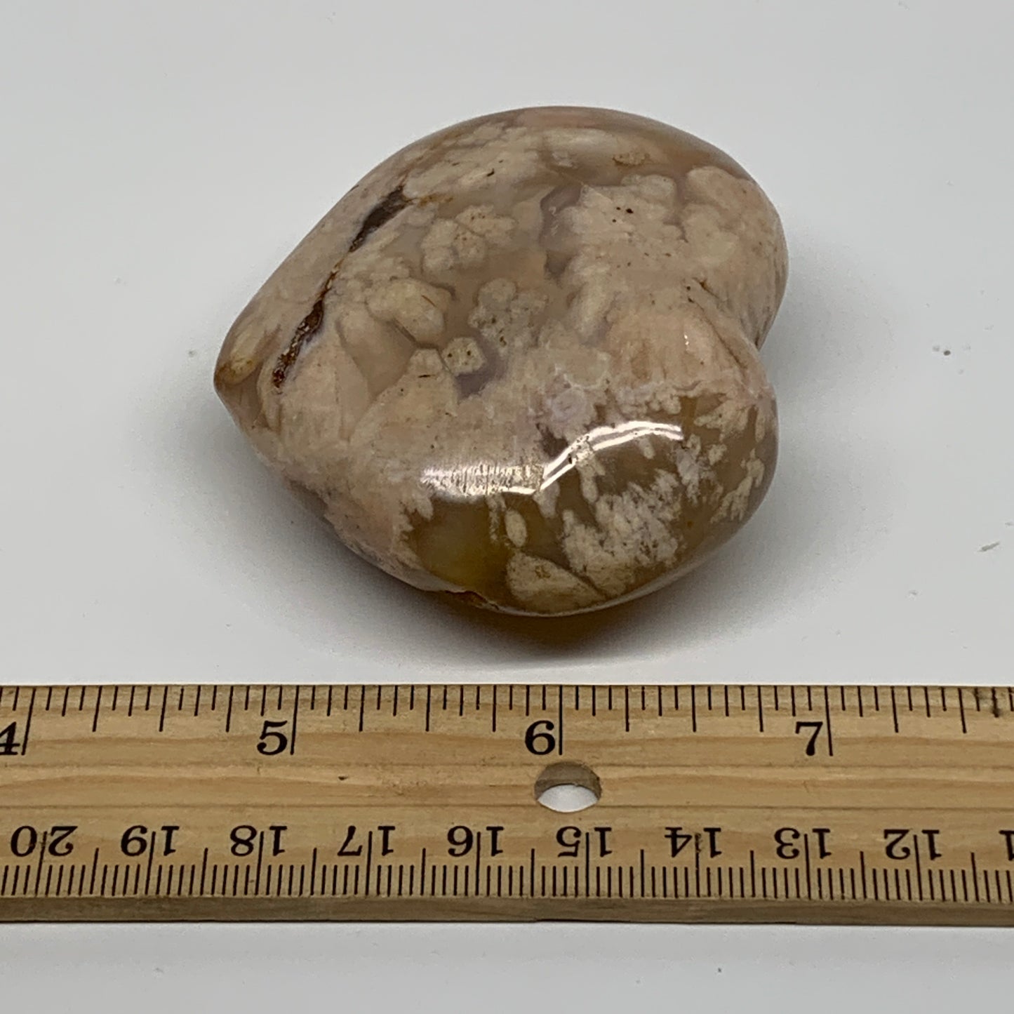 0.31 lbs, 2.3"x2.6"x1.2", Cherry Blossom Flower Agate Heart Crystal, B37132