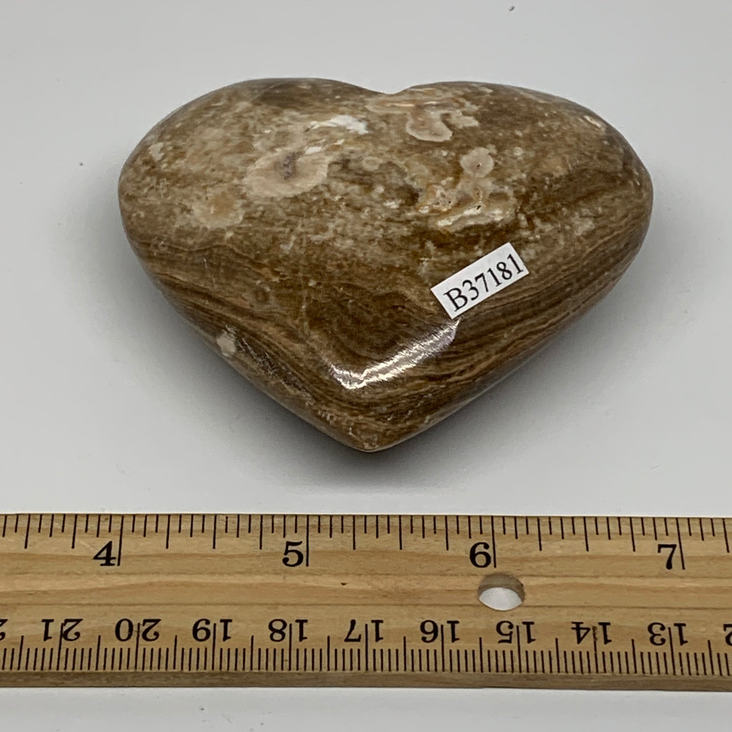0.42 lbs, 2.8"x3.1"x1.2", Cherry Blossom Flower Agate Heart Crystal, B37181