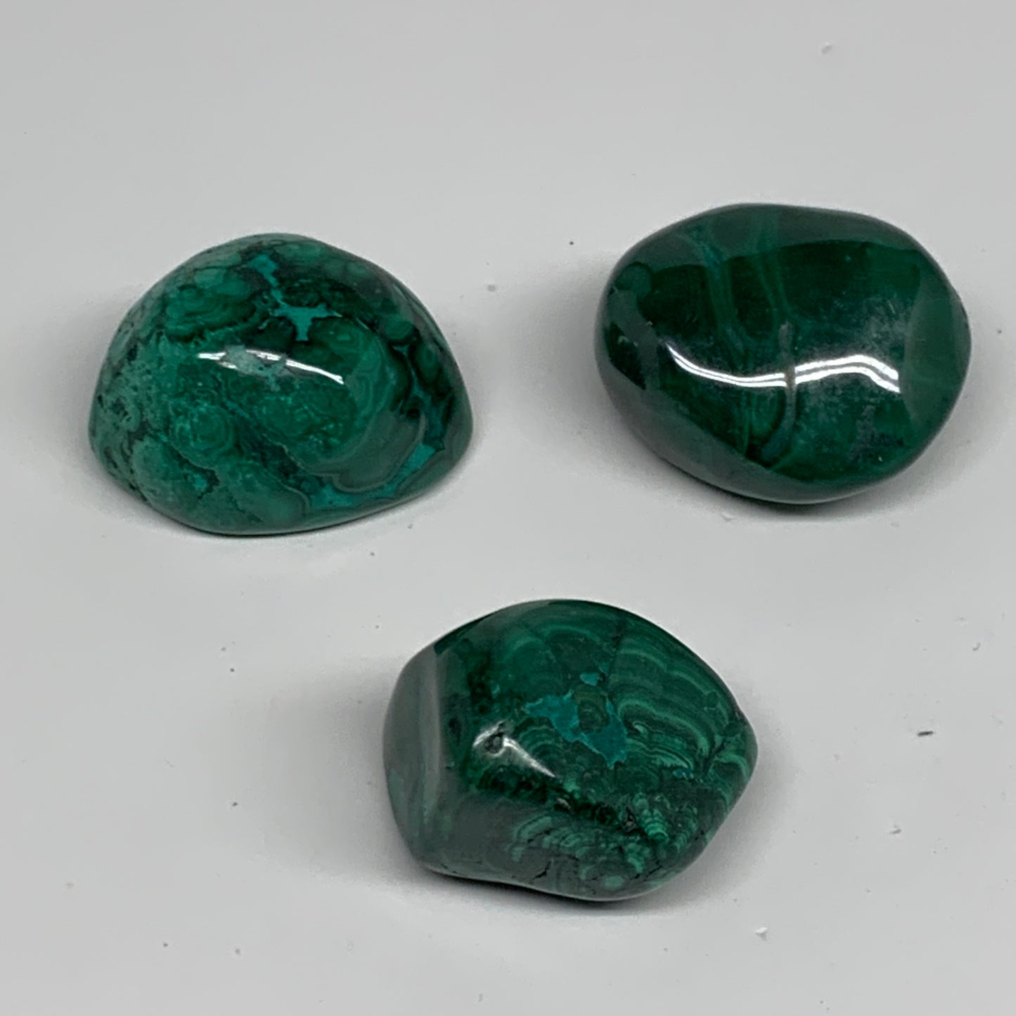 161.1g, 1.3"-1.6", 3pcs, Natural Small Malachite Tumbled Polished, B32834