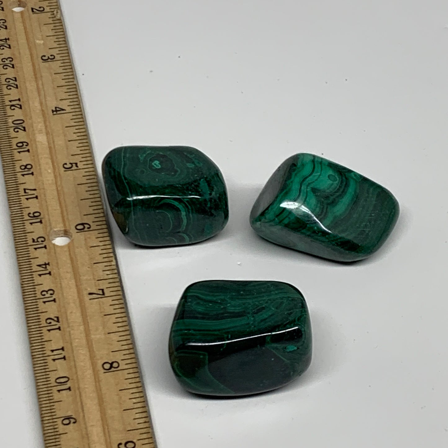 172.5g, 1.3"-1.7", 3pcs, Natural Small Malachite Tumbled Polished, B32835