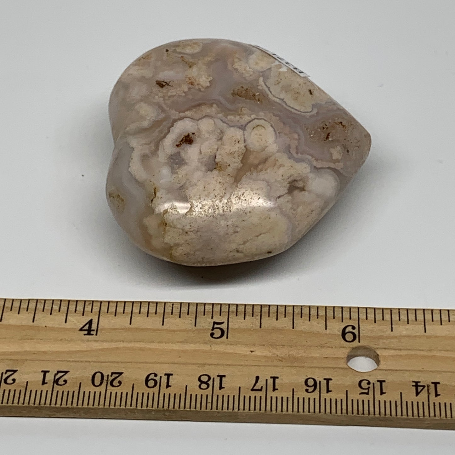 0.23 lbs, 2.1"x2.3"x1", Cherry Blossom Flower Agate Heart Crystal, B37174