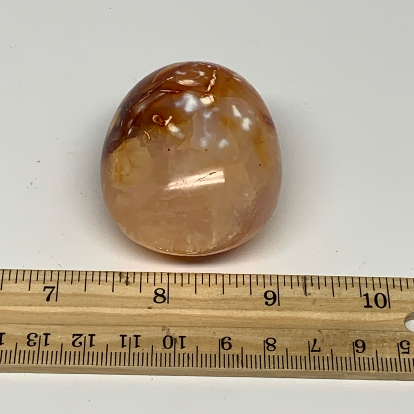 102.7g, 2.1"x1.7"x0.3", Red Carnelian Palm-Stone Gem Crystal Polished, B28461