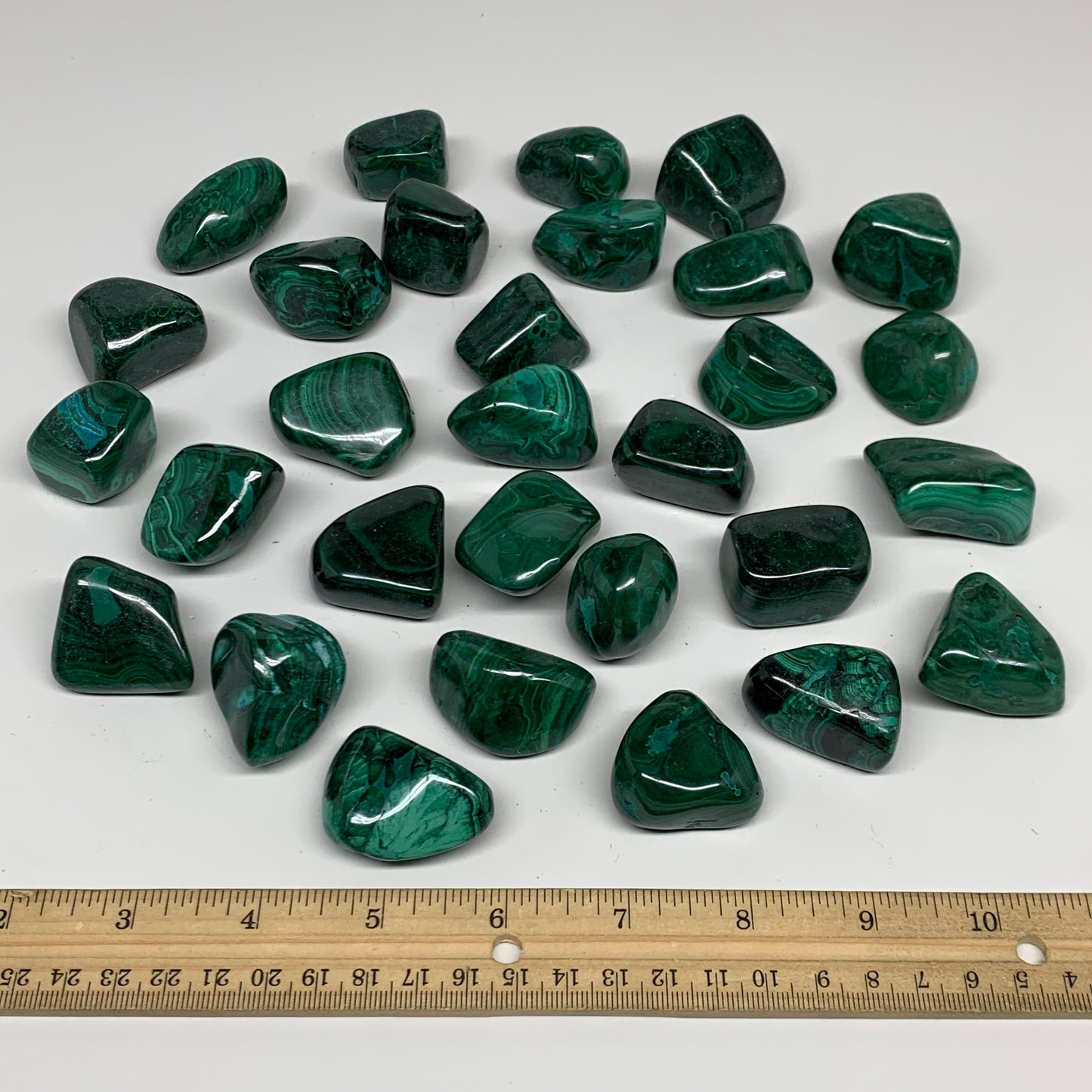 1pcs, 1"-1.8", 38-58g, Natural Malachite Tumbled Polished Gemstone, B32846