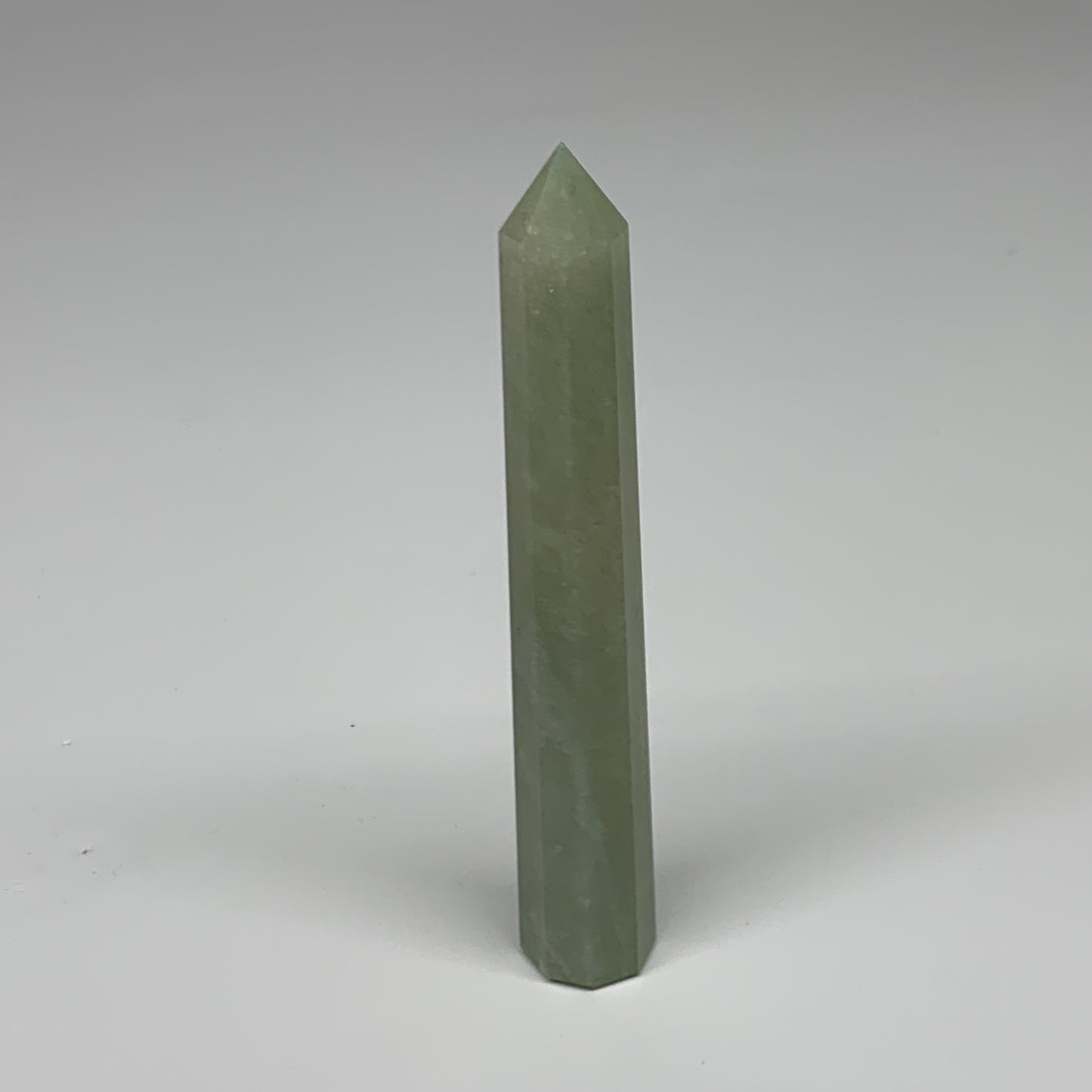 72.4g, 4.9"x0.7", Green Aventurine Tower Obelisk Point Crystal @India,B31541