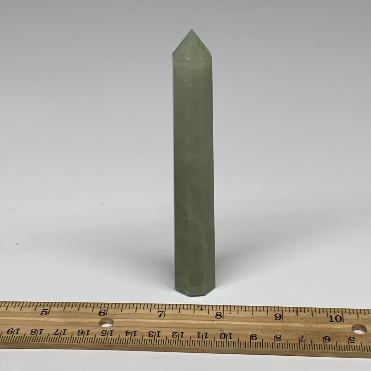 72.4g, 4.9"x0.7", Green Aventurine Tower Obelisk Point Crystal @India,B31541