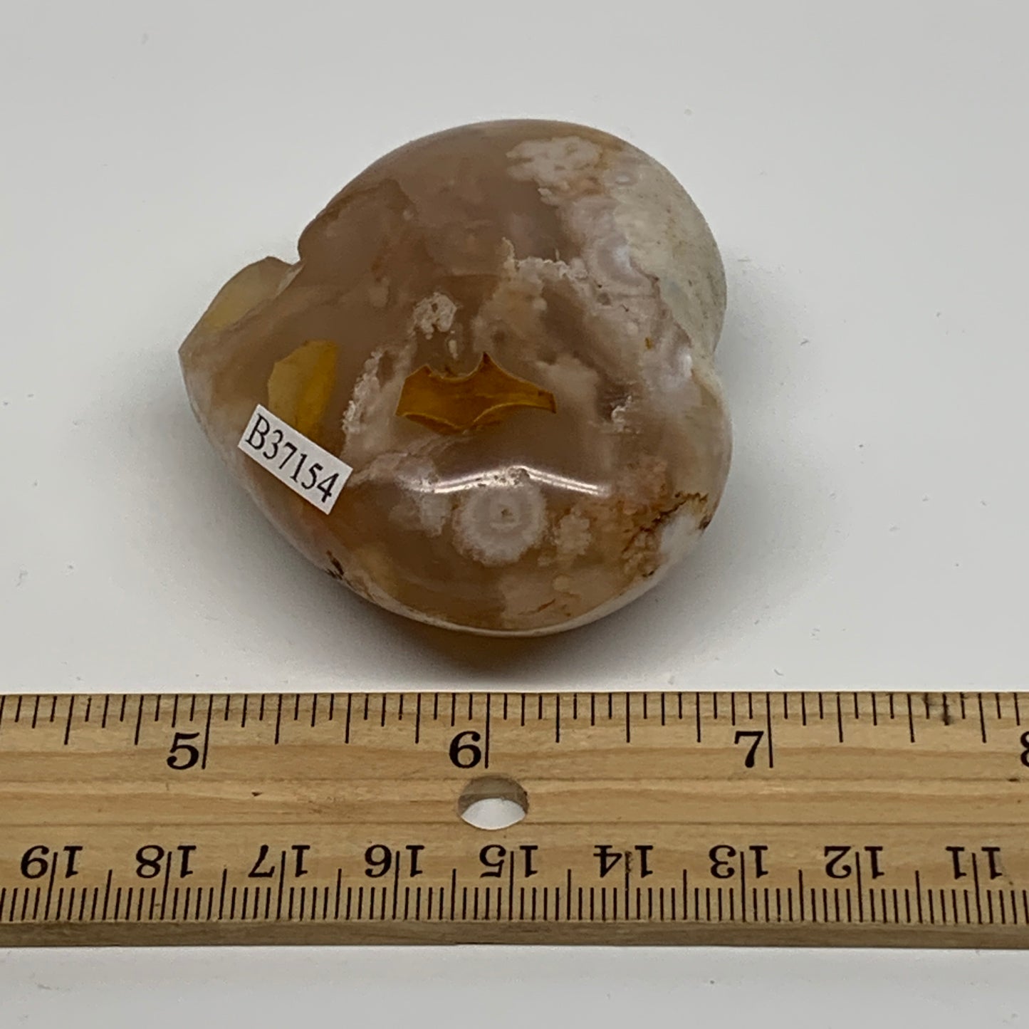 0.26 lbs, 2.1"x2.4"x1.1", Cherry Blossom Flower Agate Heart Crystal, B37154