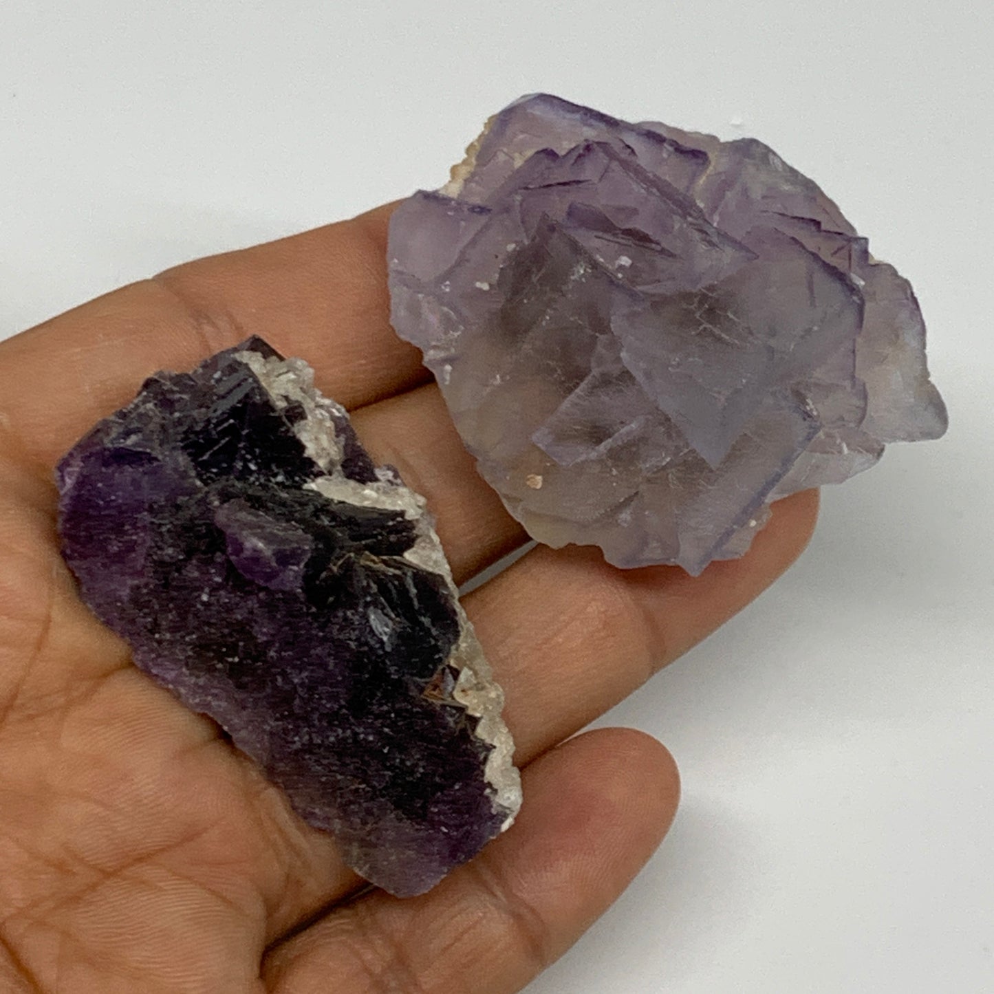 81.5g,1.9"-2",2pcs, Purple Fluorite Crystal Mineral Specimen @Pakistan,B27698