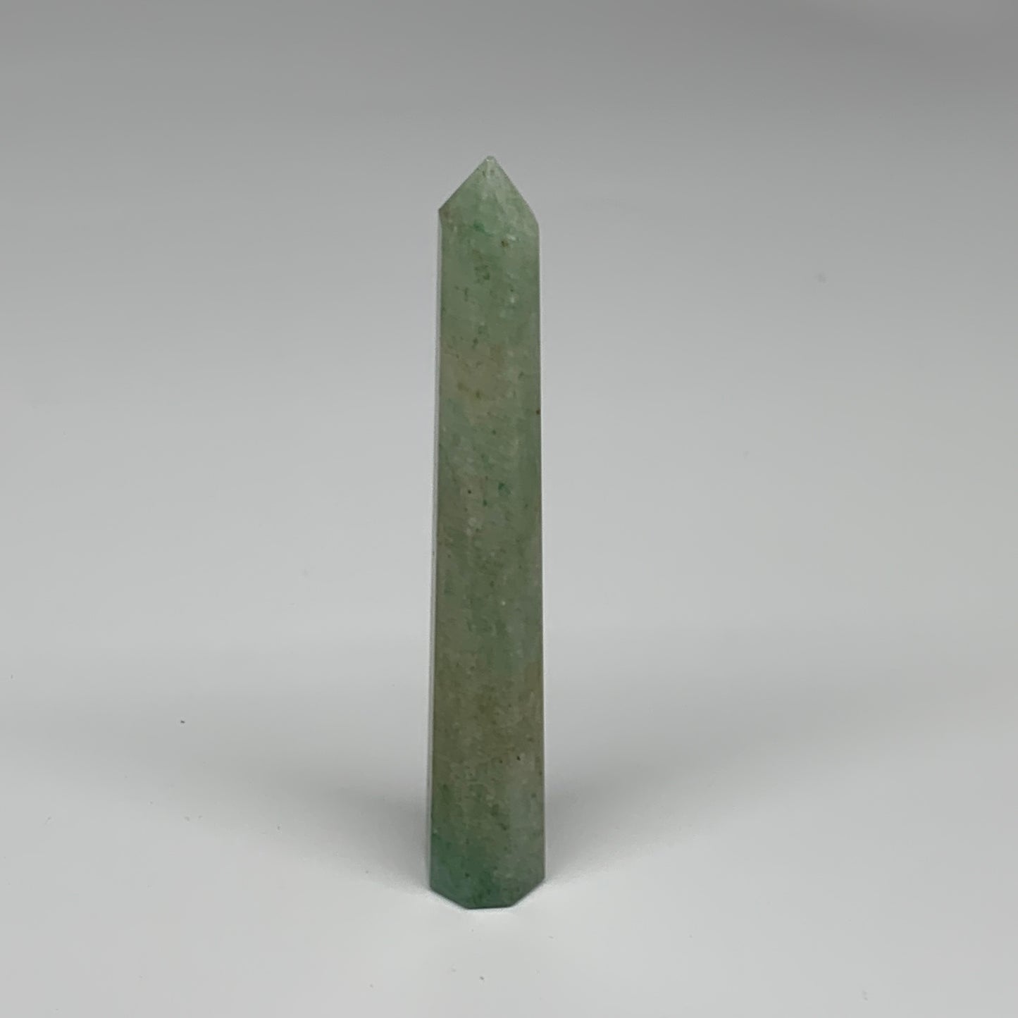 68.6g, 4.9"x0.7", Green Aventurine Tower Obelisk Point Crystal @India,B31545