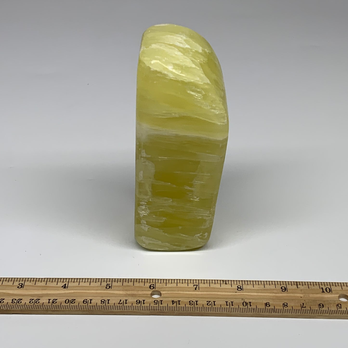 1.9 lbs, 5.5"x1.9"x2", Natural Lemon Calcite Freeform Polished @Pakistan, B30706