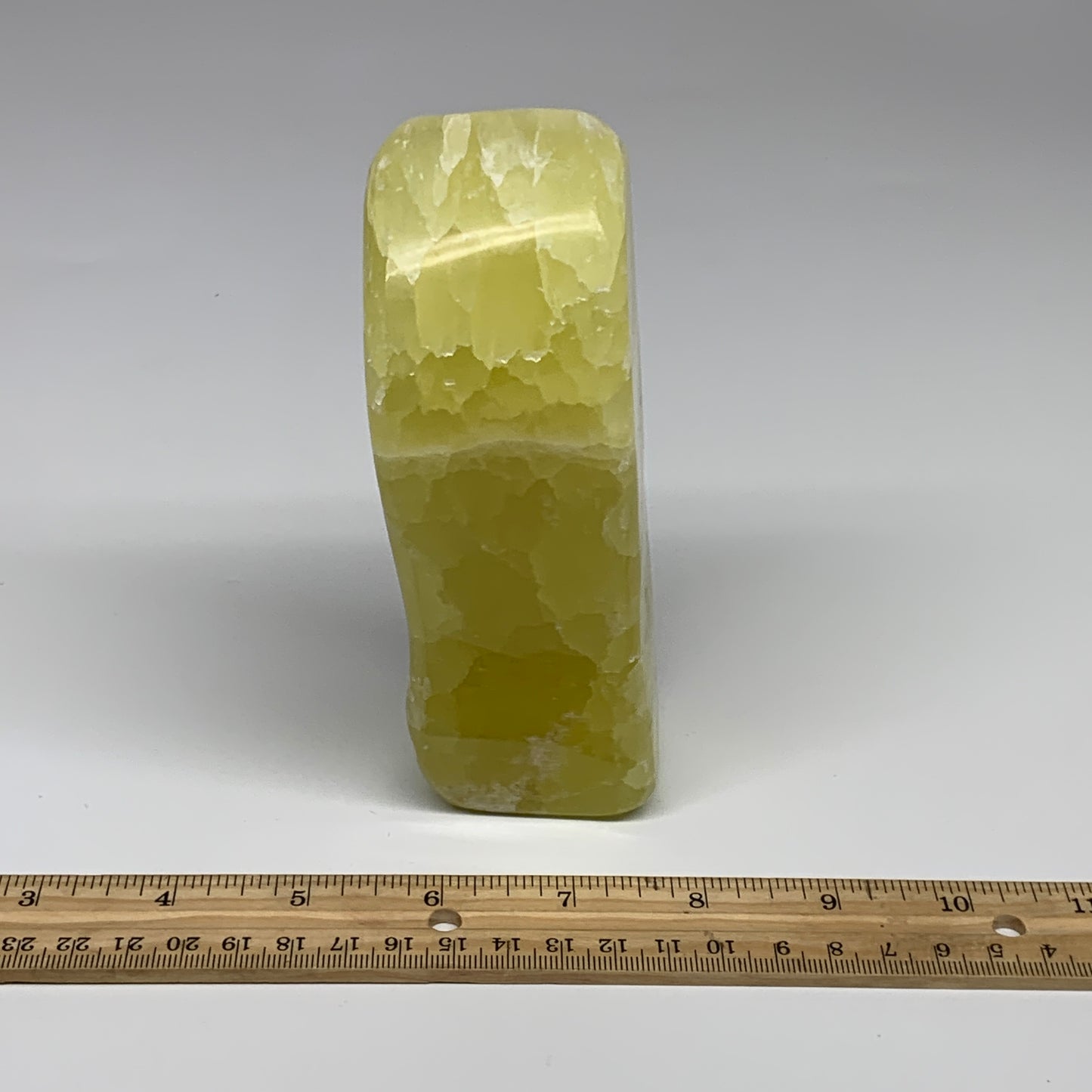 1.9 lbs, 5.5"x1.9"x2", Natural Lemon Calcite Freeform Polished @Pakistan, B30706