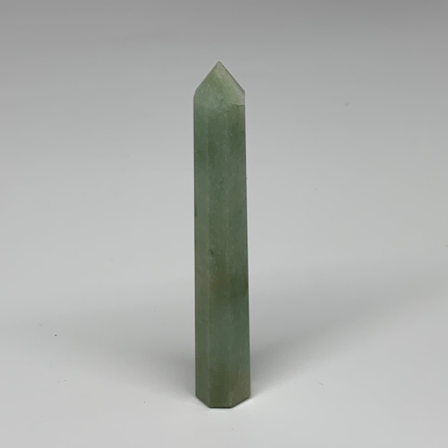 70.3g, 4.8"x0.7", Green Aventurine Tower Obelisk Point Crystal @India,B31546
