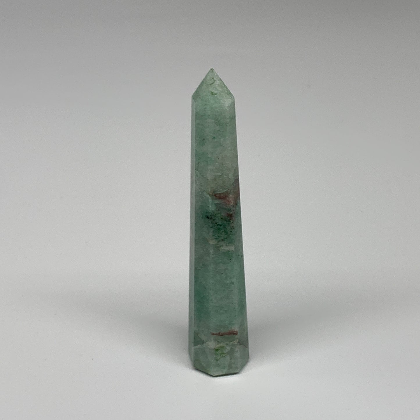 65.9g, 4.4"x0.8", Green Aventurine Tower Obelisk Point Crystal @India,B31547