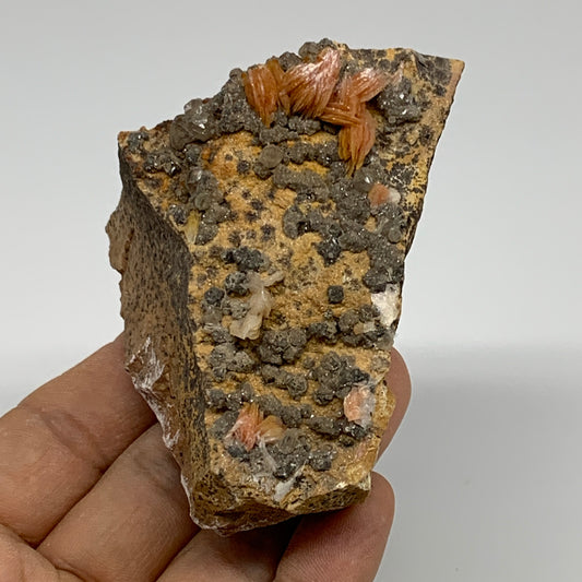 211.9g, 3"x2.7"x1.8", Barite with Cerussite on Galena Mineral Specimen, B33527
