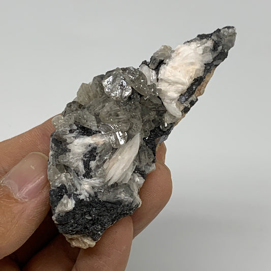 141.1g, 3.1"x1.2"x1.3", Barite With Cerussite on Galena Mineral Specimen, B33528